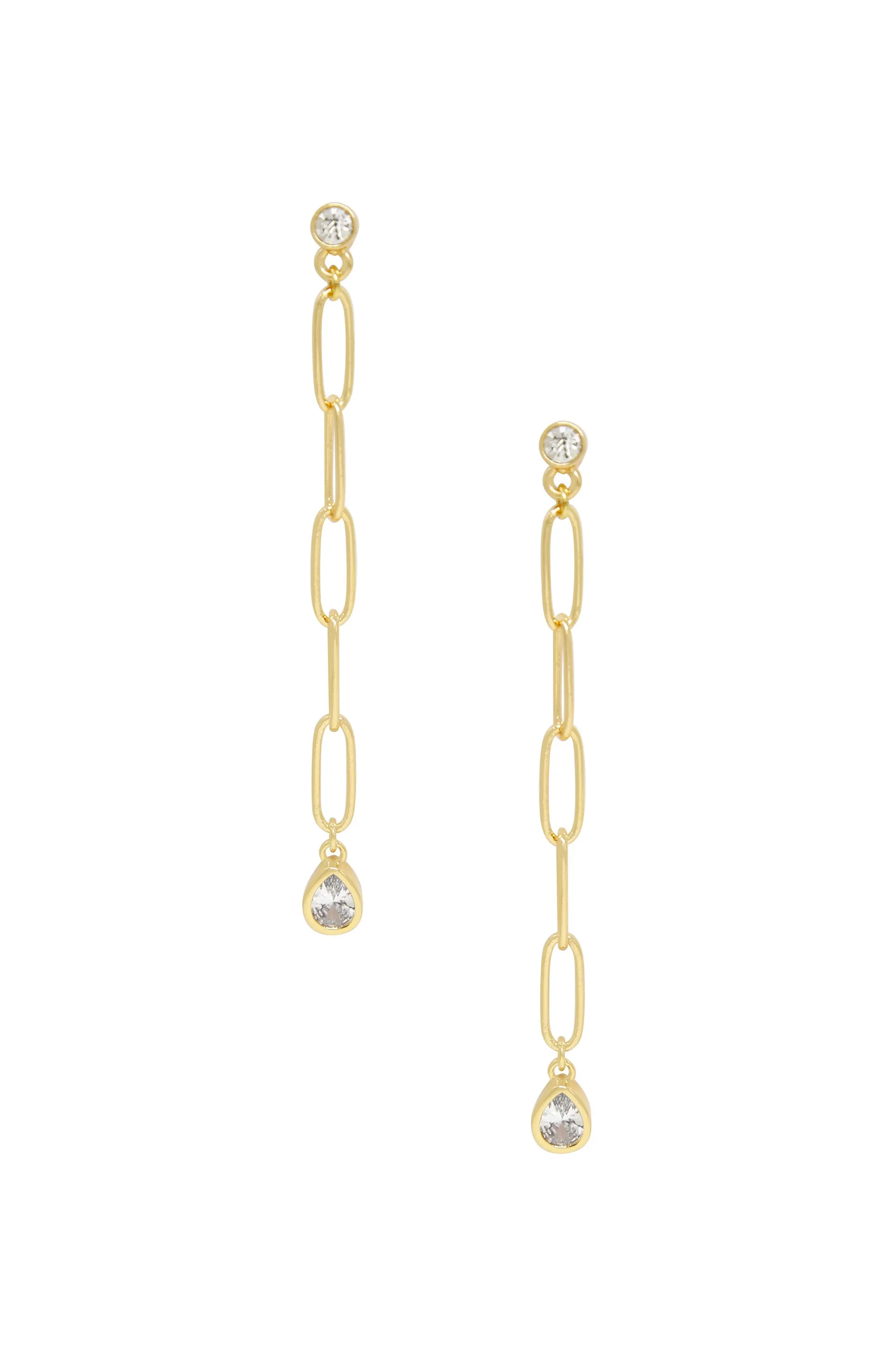 Chain Link Crystal Dangle Earrings