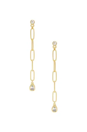 Chain Link Crystal Dangle Earrings