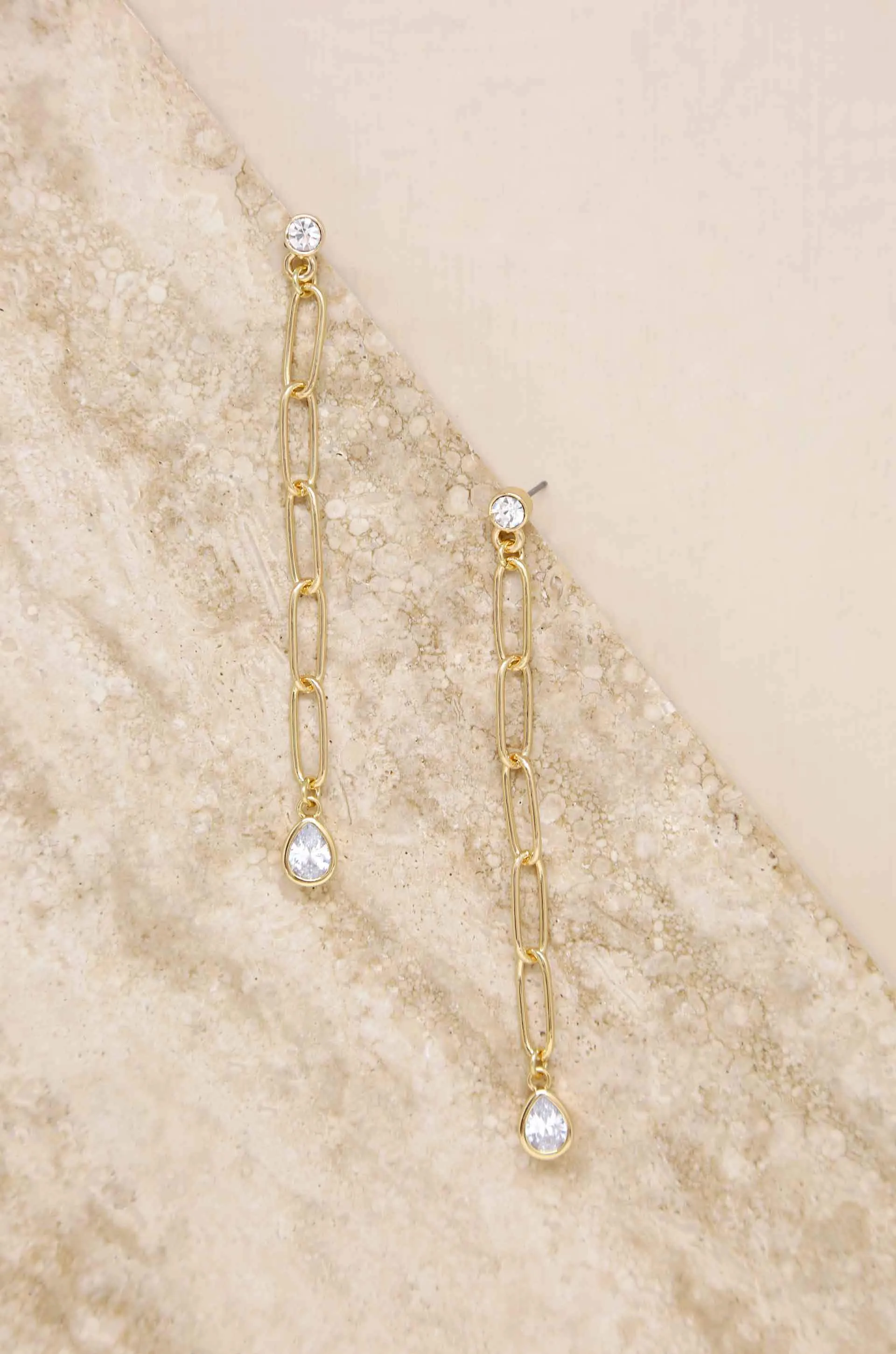 Chain Link Crystal Dangle Earrings