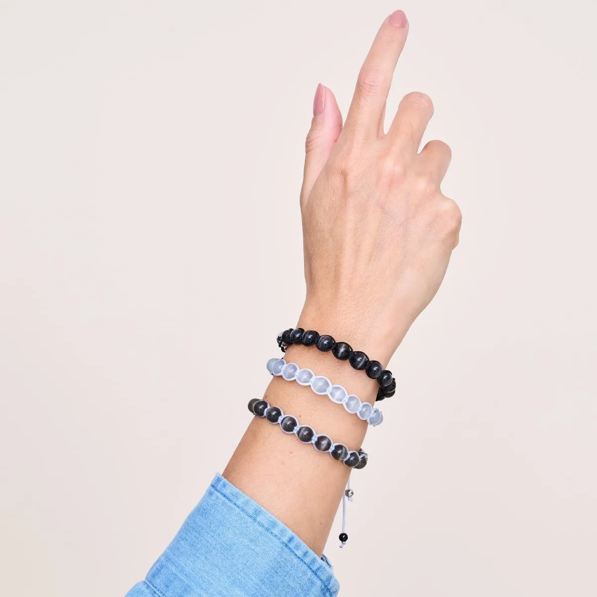 Charcoal | Silver | Cheshire Glass Charmballa Bracelet