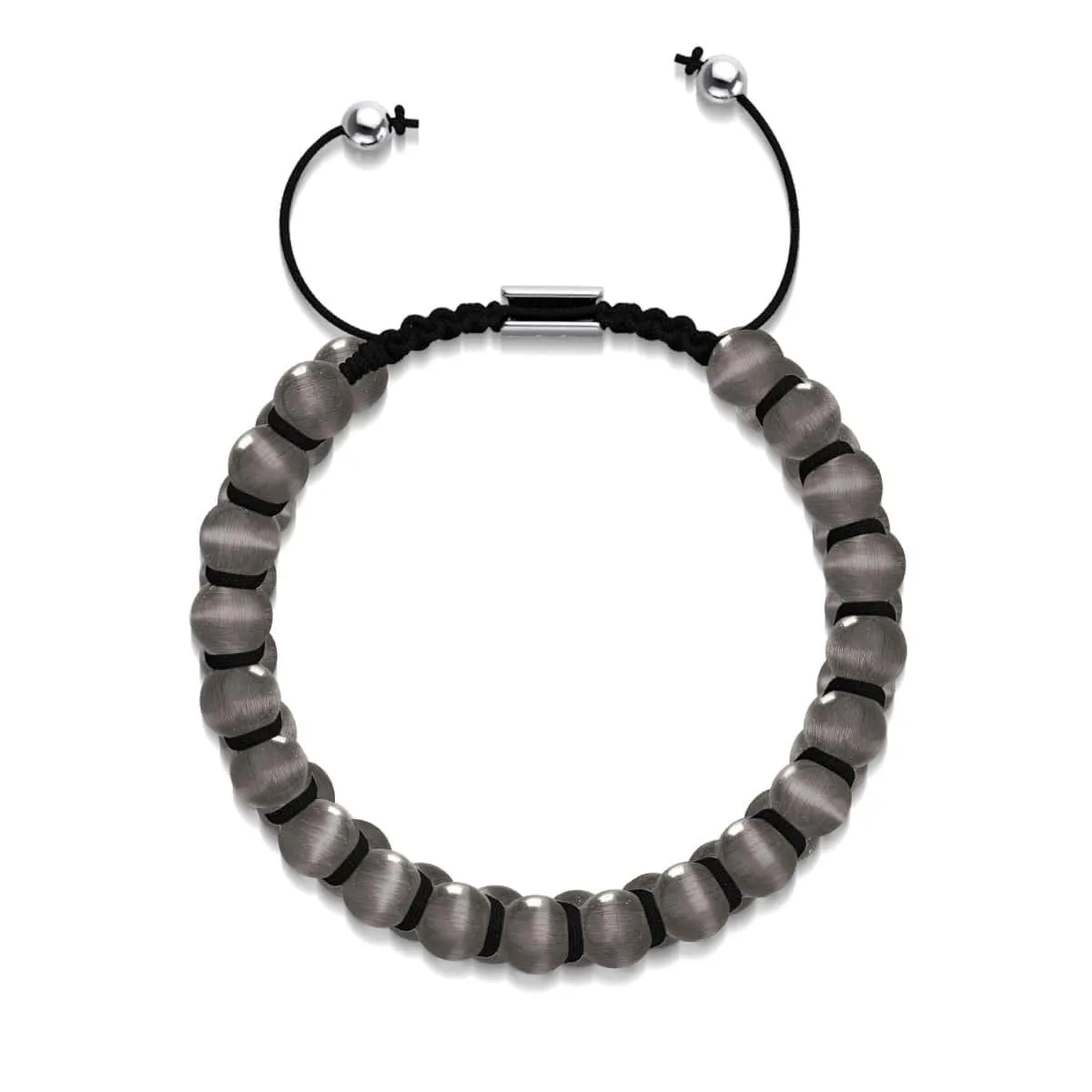 Charcoal | Silver | Cheshire Glass Double Macrame Bracelet