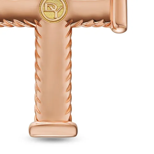 Chevron Cross Pendant in 18K Rose Gold with Cognac Diamonds, 32.6mm