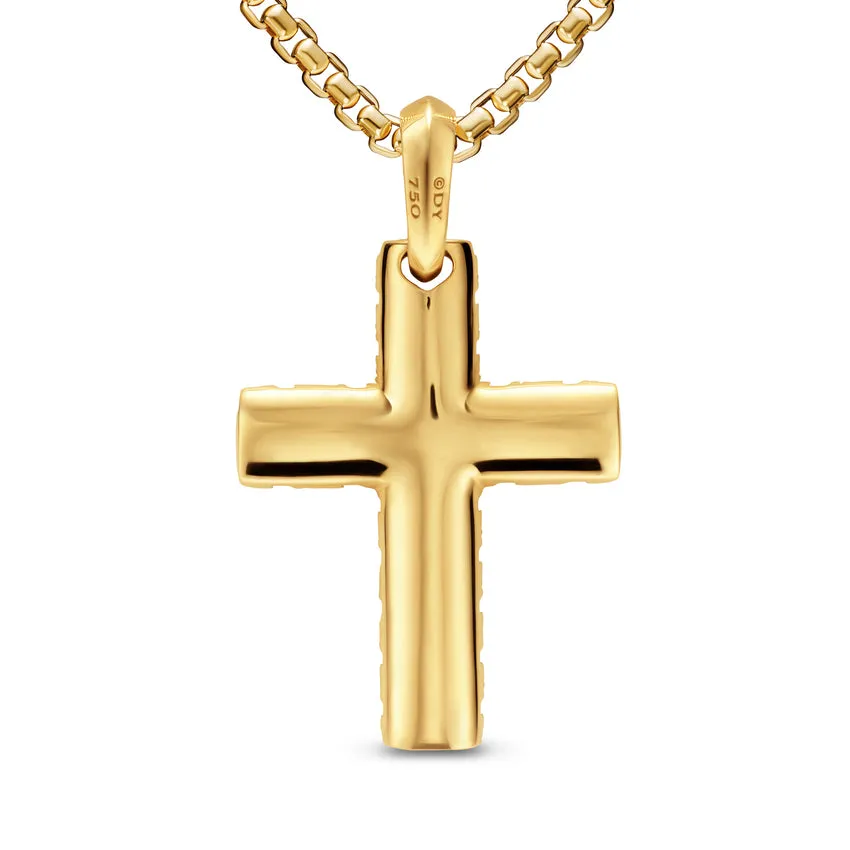 Chevron Cross Pendant in 18K Yellow Gold, 36mm