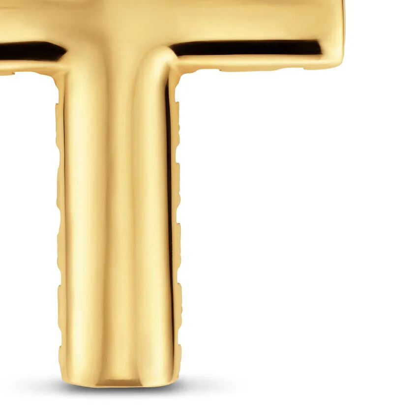 Chevron Cross Pendant in 18K Yellow Gold with Diamonds, 36mm