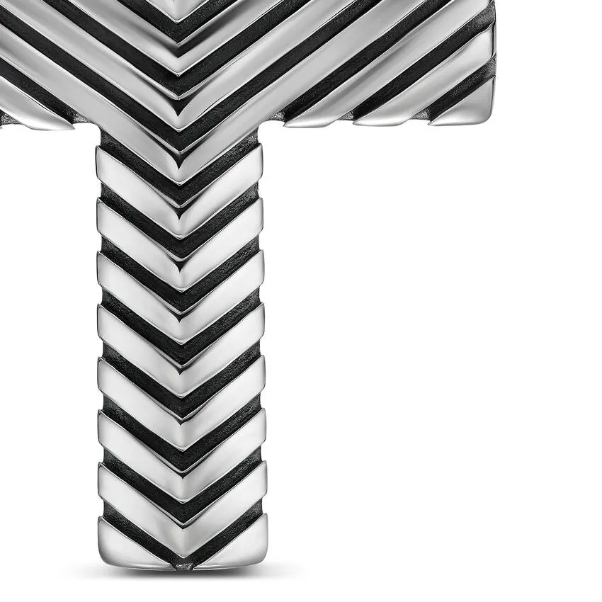 Chevron Cross Pendant in Sterling Silver, 36mm