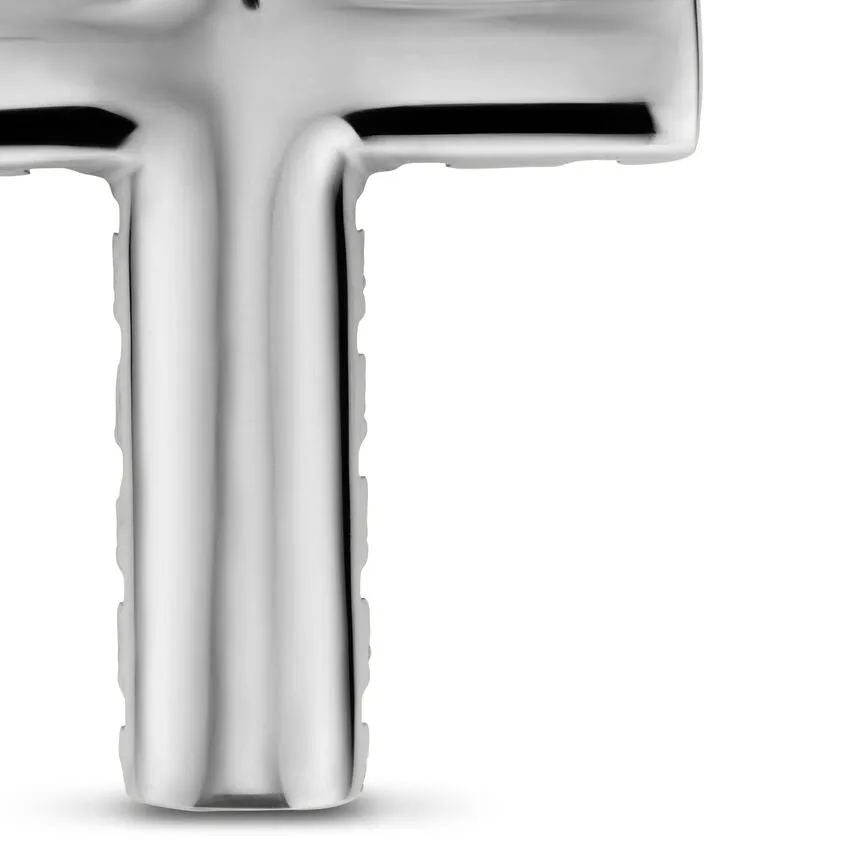 Chevron Cross Pendant in Sterling Silver, 36mm