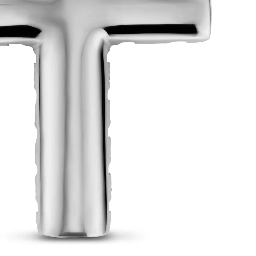 Chevron Cross Pendant in Sterling Silver with Black Diamonds, 36mm