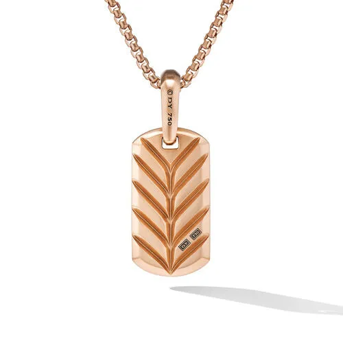 Chevron Tag in 18K Rose Gold with Cognac Diamonds, 21mm
