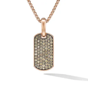 Chevron Tag in 18K Rose Gold with Cognac Diamonds, 21mm