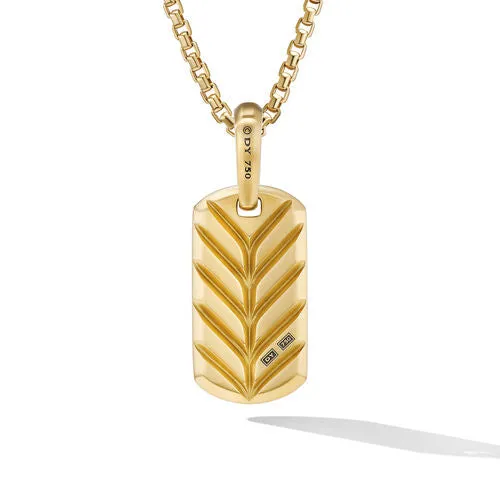 Chevron Tag in 18K Yellow Gold, 21mm