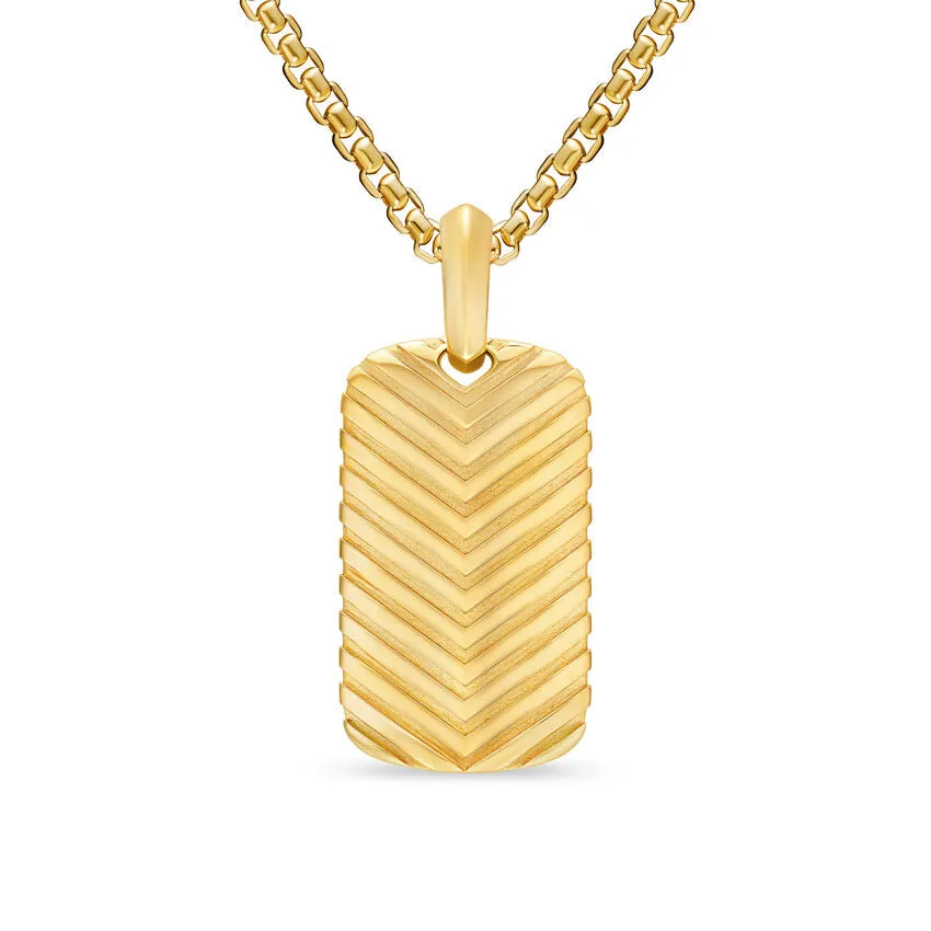 Chevron Tag in 18K Yellow Gold, 27mm