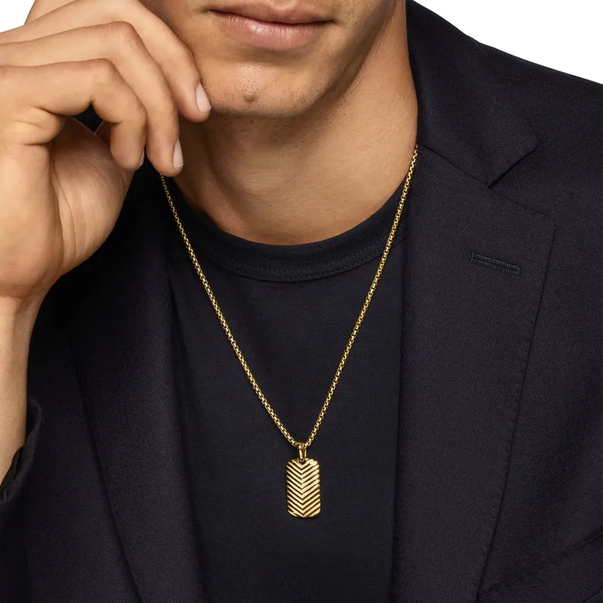 Chevron Tag in 18K Yellow Gold, 27mm