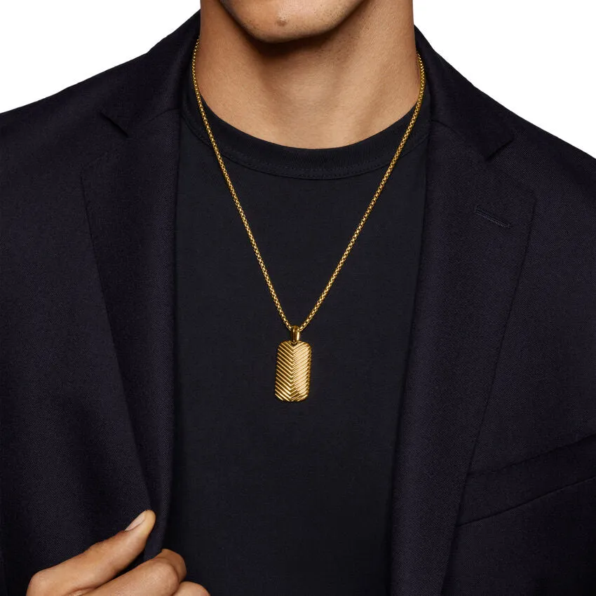 Chevron Tag in 18K Yellow Gold, 34mm