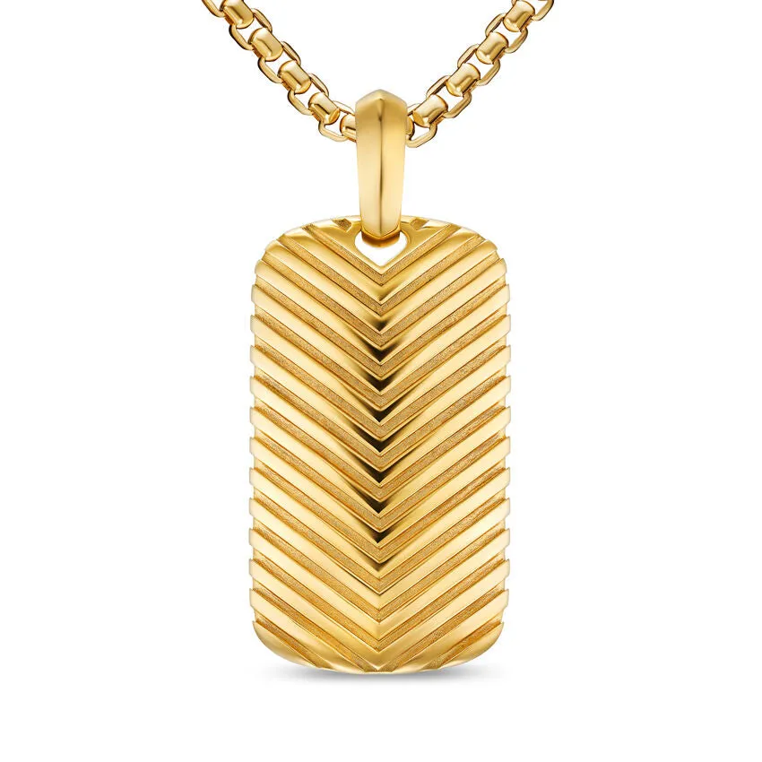 Chevron Tag in 18K Yellow Gold, 34mm