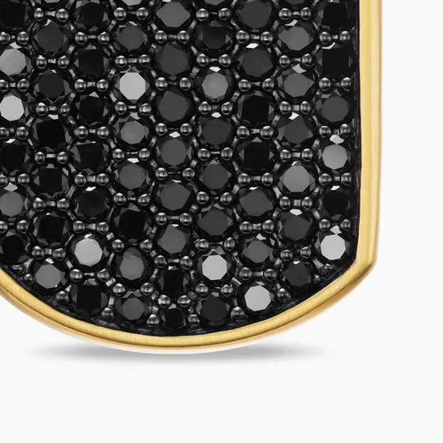 Chevron Tag in 18K Yellow Gold with Black Diamonds, 35mm
