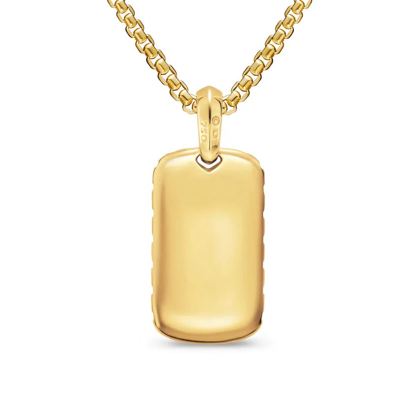 Chevron Tag in 18K Yellow Gold with Diamonds, 27mm