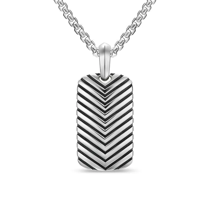 Chevron Tag in Sterling Silver, 27mm