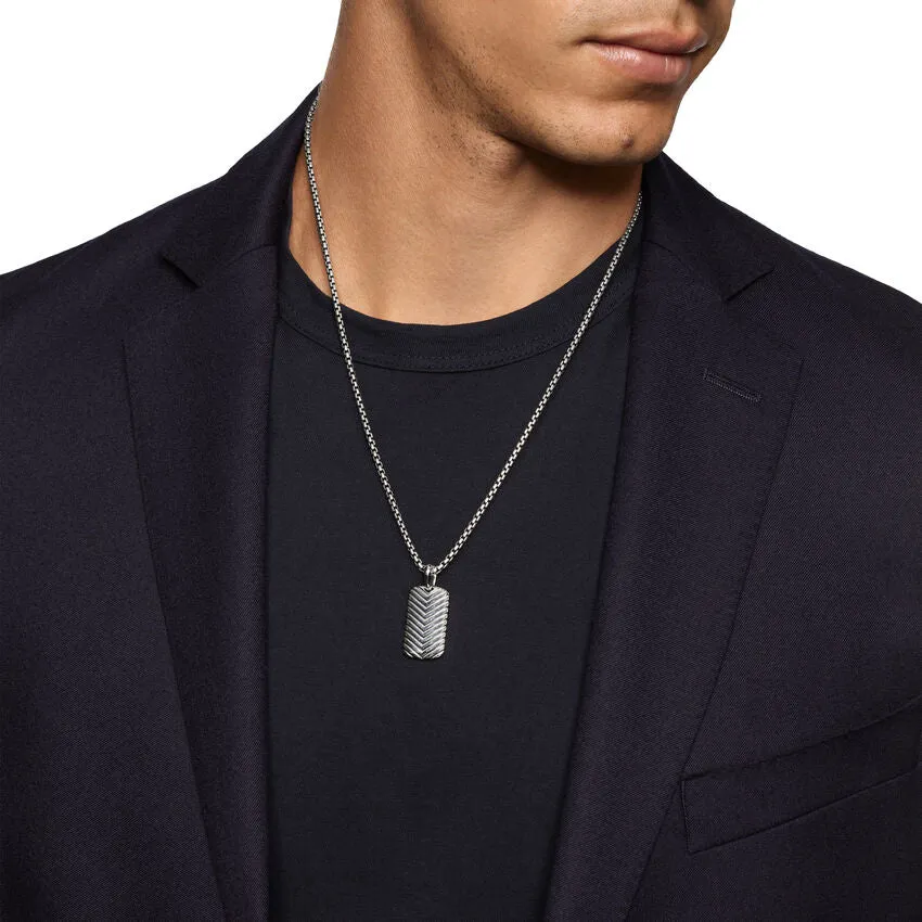 Chevron Tag in Sterling Silver, 27mm
