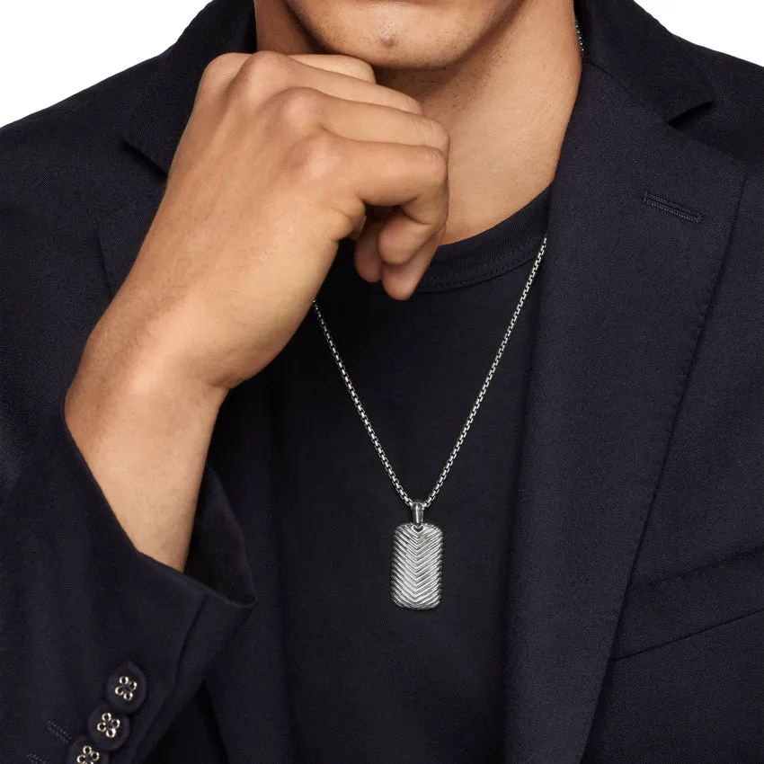 Chevron Tag in Sterling Silver, 34mm