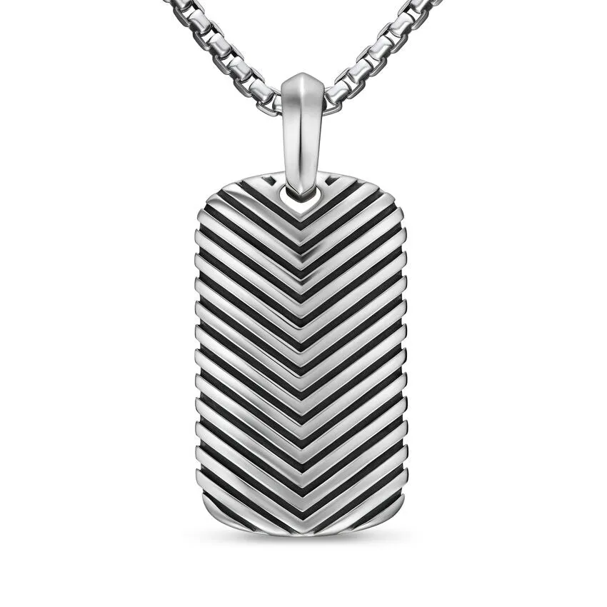 Chevron Tag in Sterling Silver, 34mm