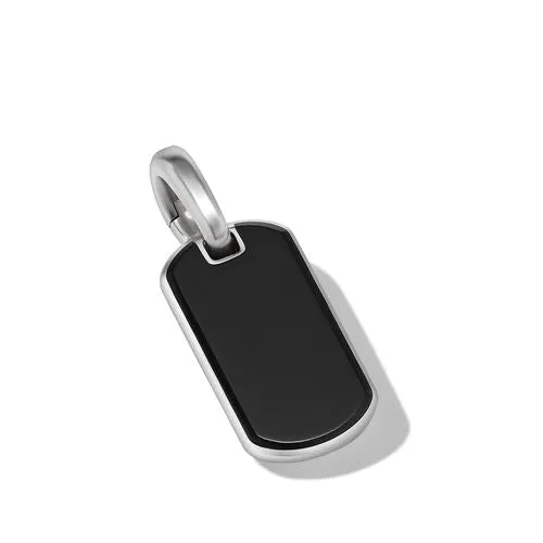Chevron Tag in Sterling Silver with Black Onyx, 21mm