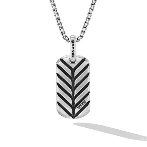 Chevron Tag in Sterling Silver with Malachite, 27mm