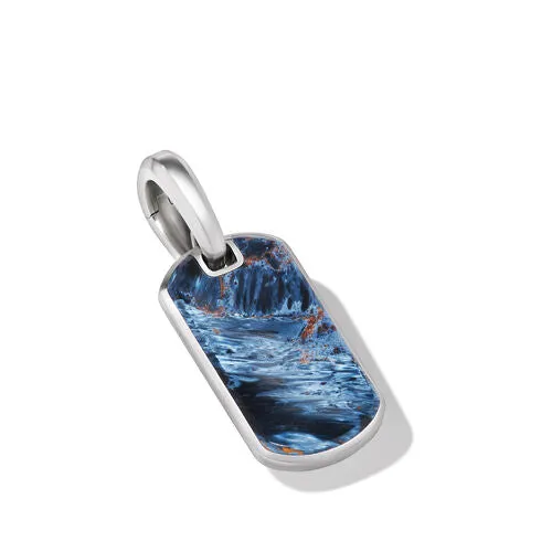 Chevron Tag in Sterling Silver with Pietersite, 21mm