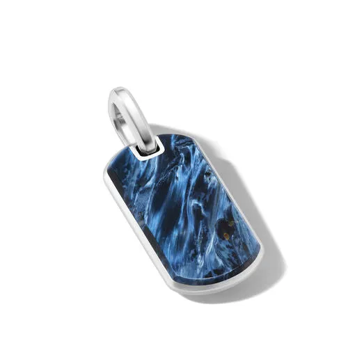 Chevron Tag in Sterling Silver with Pietersite, 27mm
