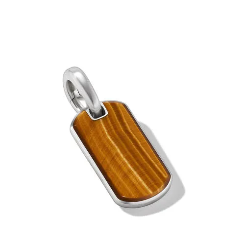 Chevron Tag in Sterling Silver with Tiger's Eye, 21mm