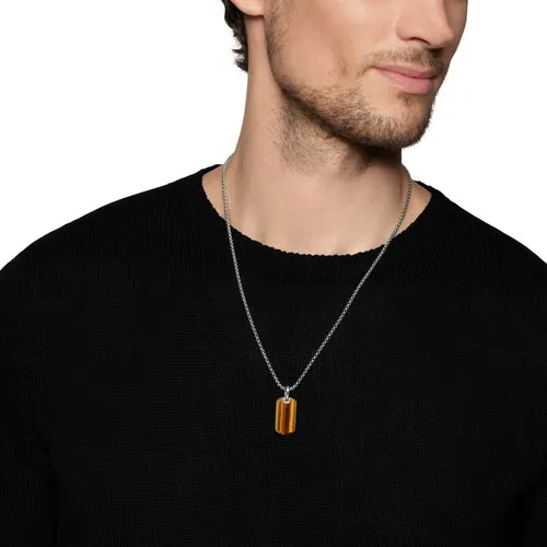 Chevron Tag in Sterling Silver with Tiger's Eye, 27mm
