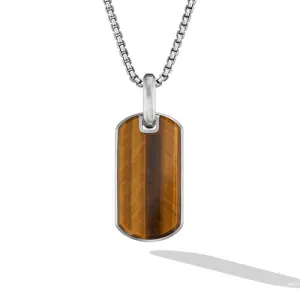 Chevron Tag in Sterling Silver with Tiger's Eye, 27mm