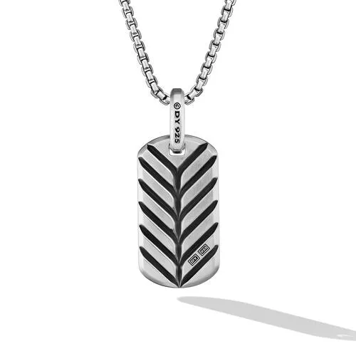 Chevron Tag in Sterling Silver with Tiger's Eye, 27mm