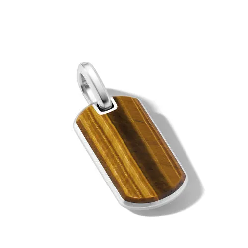 Chevron Tag in Sterling Silver with Tiger's Eye, 27mm