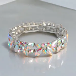 CHLOE - ab rhinestone floral stretch bracelet (silver)