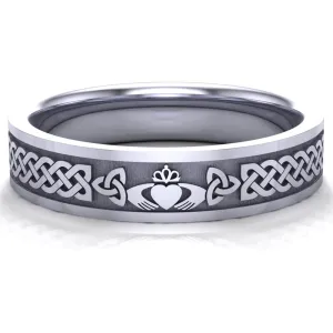 Claddagh Wedding Ring UCL1-14W5MFLAT - 14K White Gold