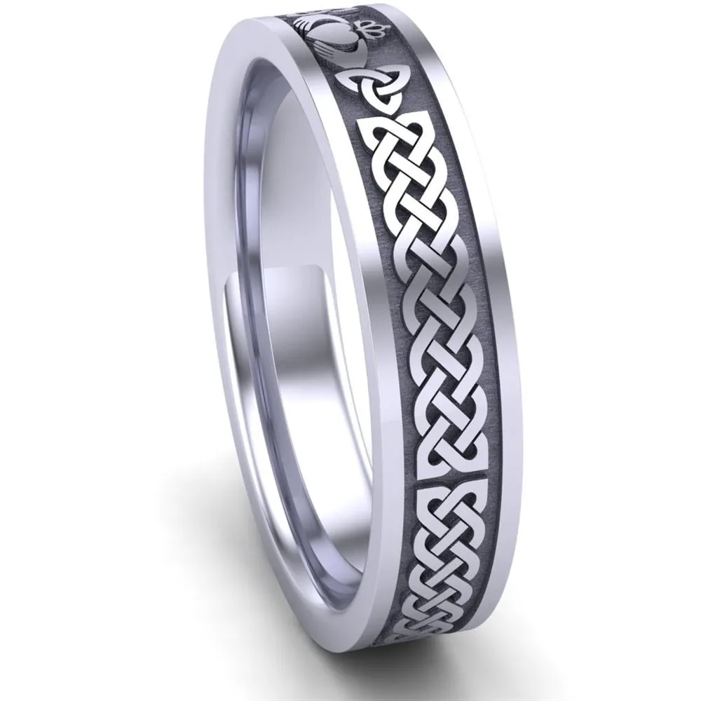 Claddagh Wedding Ring UCL1-14W5MFLAT - 14K White Gold