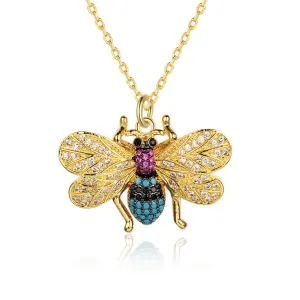 Classic Bee Insect Shaped Pendant Necklace for Girls, Jewelry Gift for Women