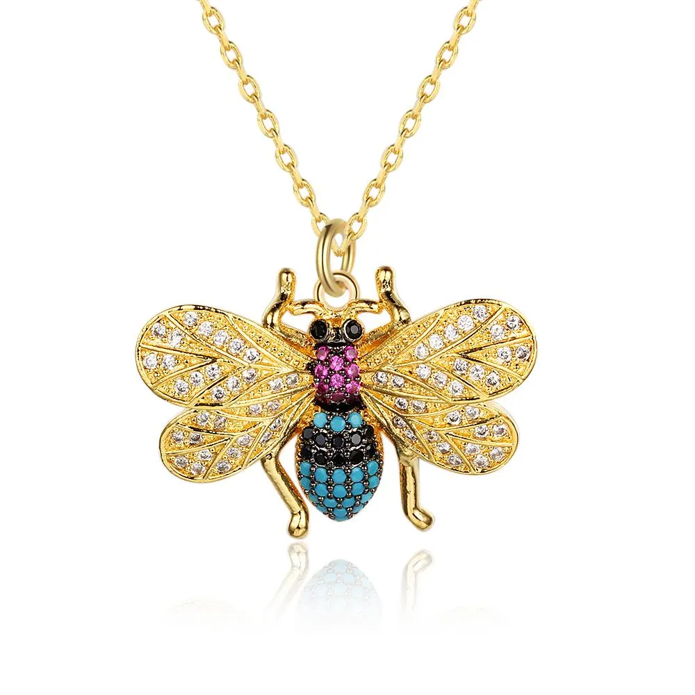 Classic Bee Insect Shaped Pendant Necklace for Girls, Jewelry Gift for Women