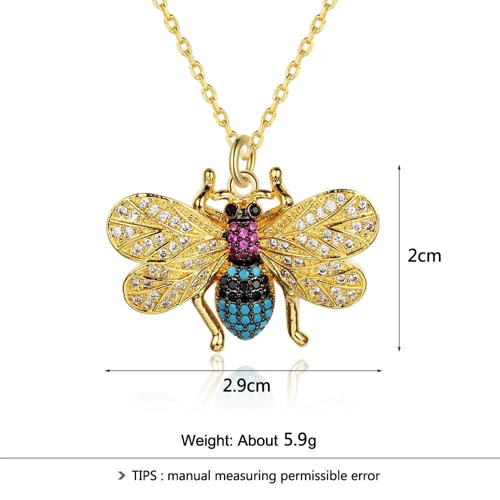 Classic Bee Insect Shaped Pendant Necklace for Girls, Jewelry Gift for Women