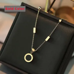 Classic Fashion Stainless Steel Roman Digit Wafer Pendant Necklace Fashion Jewelry Great Christmas Gift