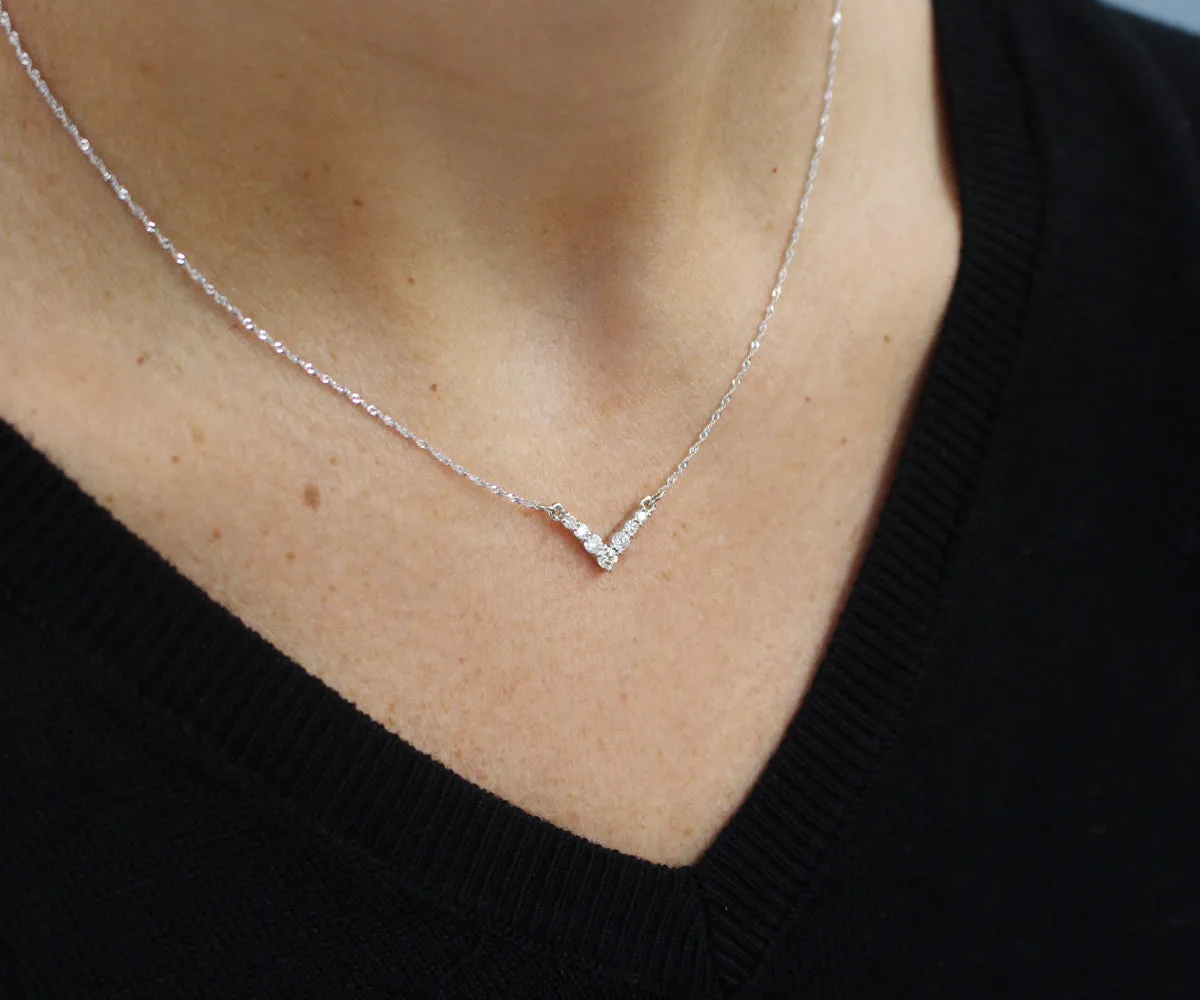 Classic V-Shaped Diamond Necklace