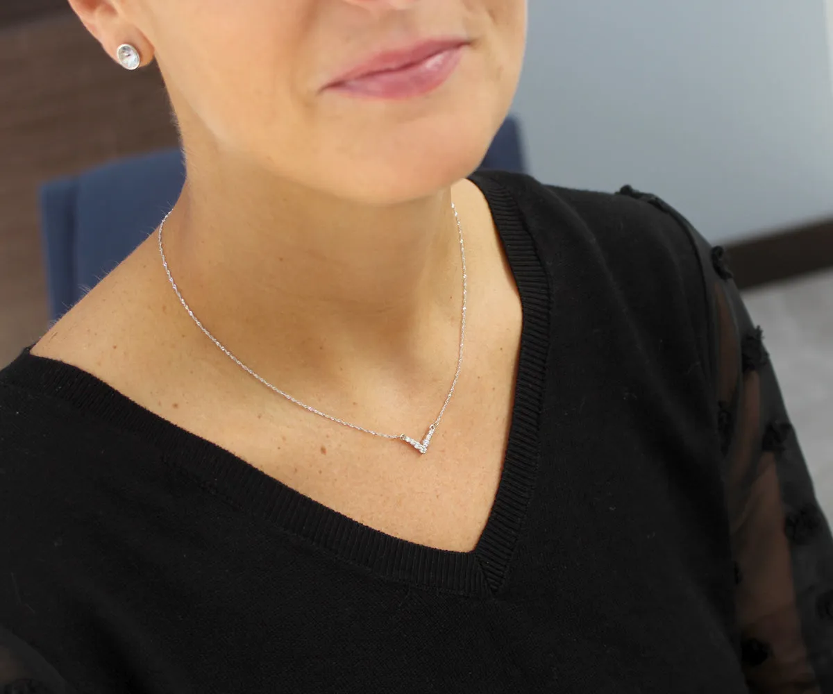 Classic V-Shaped Diamond Necklace