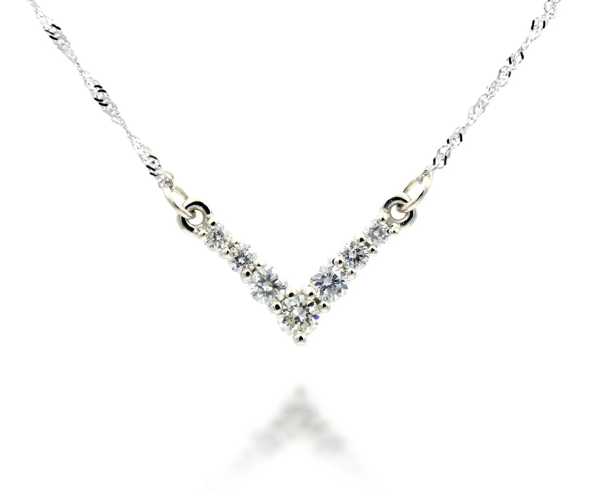 Classic V-Shaped Diamond Necklace