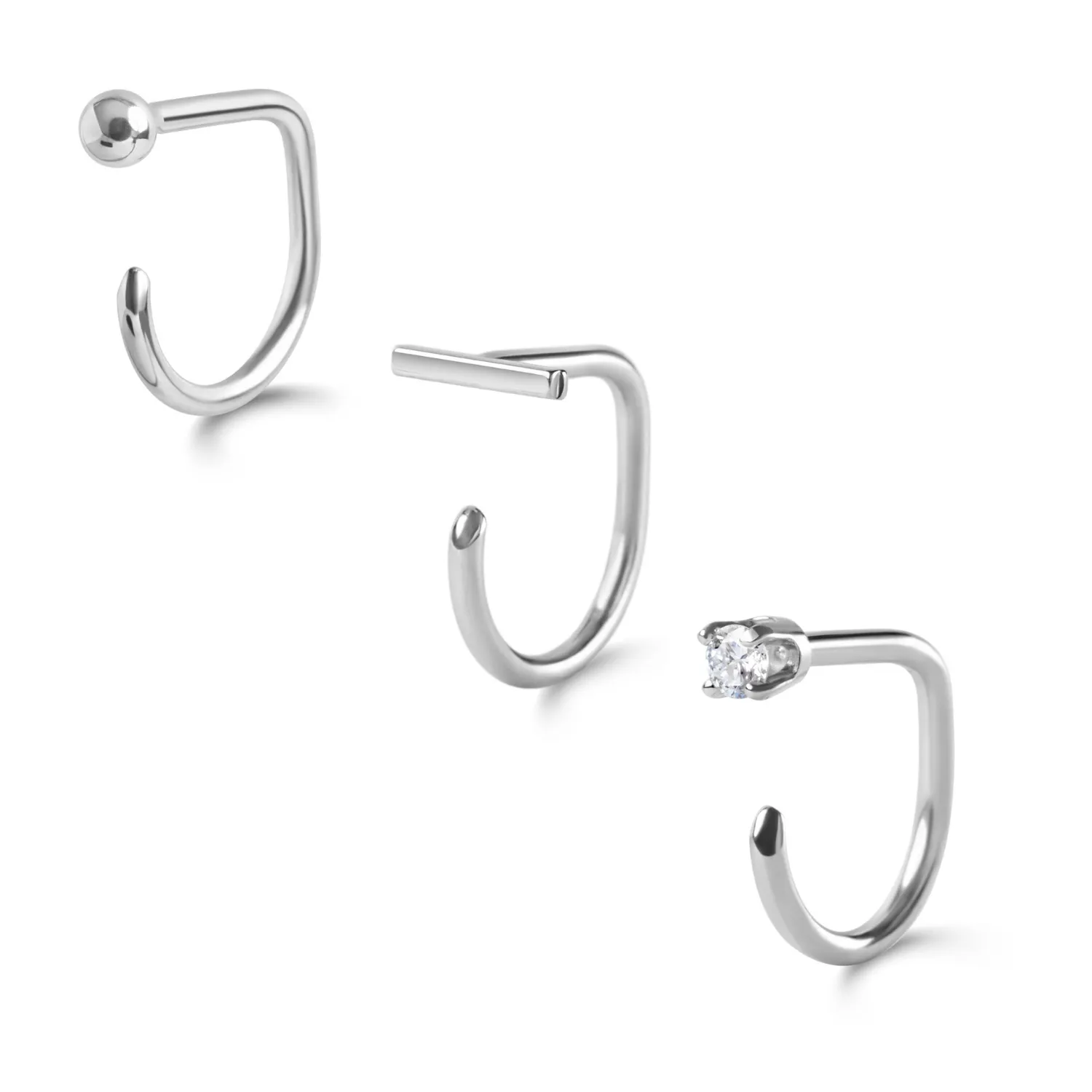 Claw Earring Set, White Gold