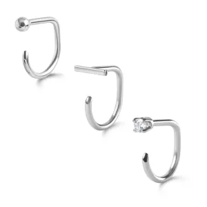 Claw Earring Set, White Gold