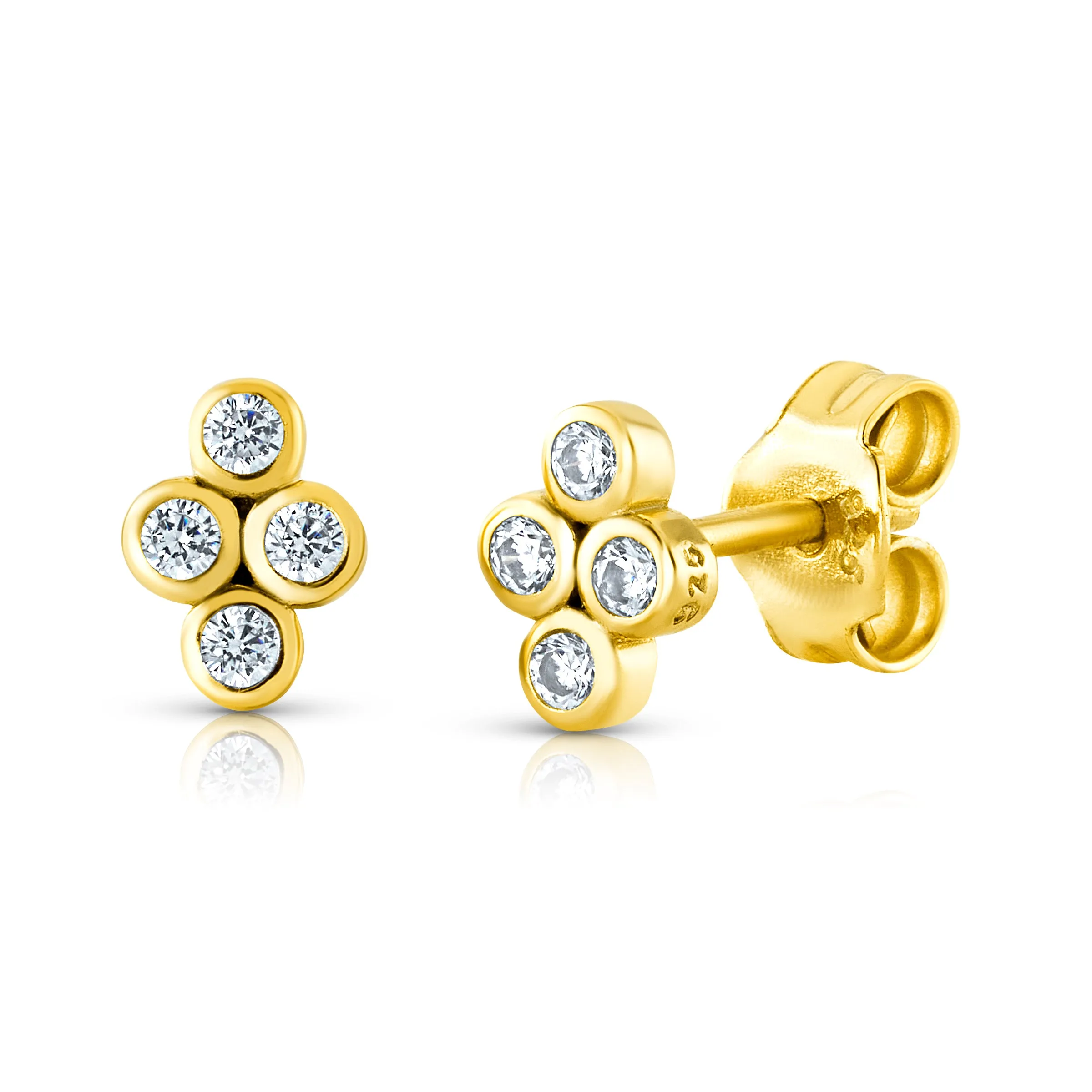CLUSTER CZ STUDS, GOLD