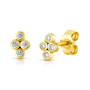 CLUSTER CZ STUDS, GOLD