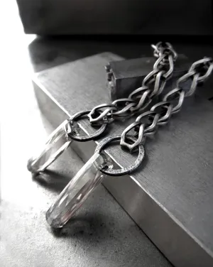 CONNECT - Long Linear Earrings with Clear Crystal
