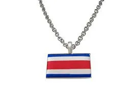 Costa Rica Flag Pendant Necklace