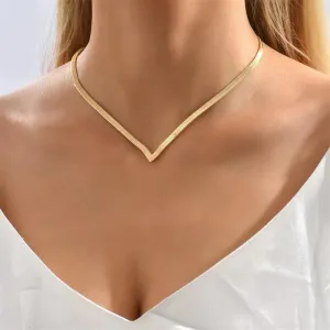 Creative V-shaped Necklace For Women Flat Snake Chain Choker Fashion Blade Chains Neck Accessories Jewelry Gift